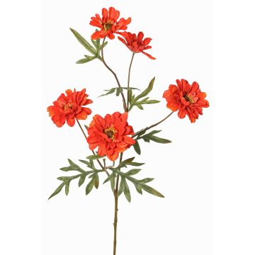 Dekozweig Chrysantheme PRUDENCE, Eco Collection, rot-orange, 75cm, Ø5-6,5cm