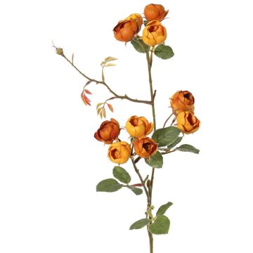 Künstlicher Kohl-Rosen Zweig LORRAINE, Eco Collection, gelb-orange, 60cm, Ø3cm