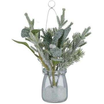 Kunst Tanne Zeder Blumenampel JUROL im Glas, Mistel, beschneit, weiß-grün, 19cm Kunst Tanne Zeder Blumenampel JUROL im Glas, Mistel, beschneit, weiß-grün, 19cm