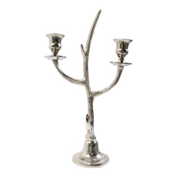 Kerzenleuchter Geweih ALLEANDRO aus Aluminium, für Stabkerzen, silber, 38cm Kerzenleuchter Geweih ALLEANDRO aus Aluminium, für Stabkerzen, silber, 38cm