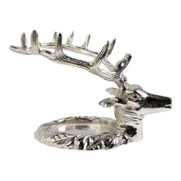Kerzenhalter Hirsch EDELBERT aus Aluminium, silber, 17x20x15cm Kerzenhalter Hirsch EDELBERT aus Aluminium, silber, 17x20x15cm