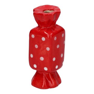 Eckige Stielblumenvase Bonbon AMIEL aus Keramik, mit Punkten, rot-weiß, 6,5x6,5x15cm Eckige Stielblumenvase Bonbon AMIEL aus Keramik, mit Punkten, rot-weiß, 6,5x6,5x15cm