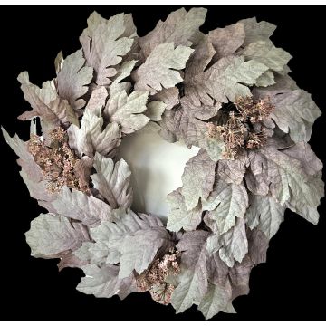 Künstlicher Blumenkranz Ahorn HURSIK, Trockenoptik, grau-grün-rosa, Ø50cm