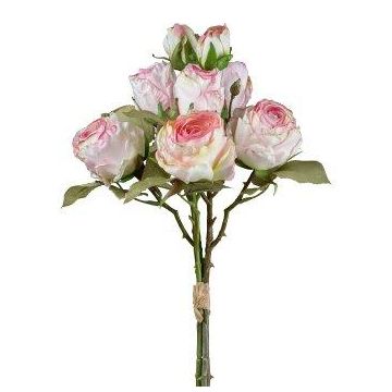 Künstlicher Blumenstrauß Rosen JARZO, rosa-weiß, 55cm