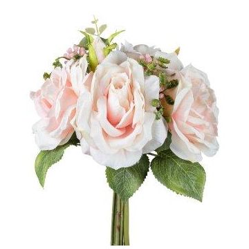 Künstlicher Blumenstrauß Rosen NURZO mit Beiwerk, zartrosa, 30cm