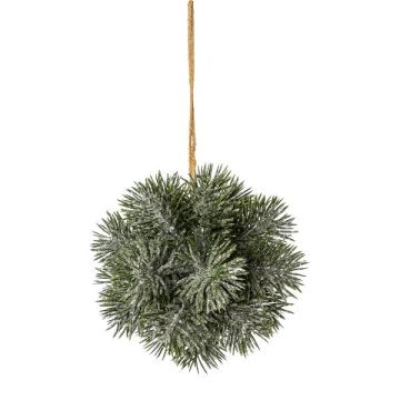 Künstliche Pinien Kugel VORTAS, gefroren, hängend, grün-weiß, Ø15cm