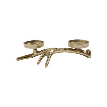 Teelichthalter Geweih LYSSANDRE aus Aluminium, gold, 7,5x28x17cm Teelichthalter Geweih LYSSANDRE aus Aluminium, gold, 7,5x28x17cm