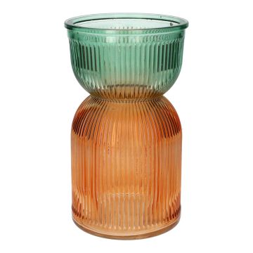 Blumenvase ANUSCHKA aus Glas, orange-grün-klar, 21cm, Ø12cm