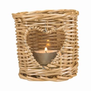 Kerzenhalter NIKOLETTE aus Rattan, mit Glaseinsatz, Herzausschnitt, natur-klar, 10cm, Ø9cm Kerzenhalter NIKOLETTE aus Rattan, mit Glaseinsatz, Herzausschnitt, natur-klar, 10cm, Ø9cm