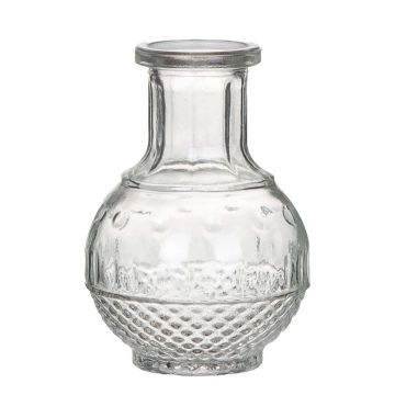 Deko Flasche GEOFFREY aus Glas, mit Rillen, transparent, 11,5cm, Ø8cm