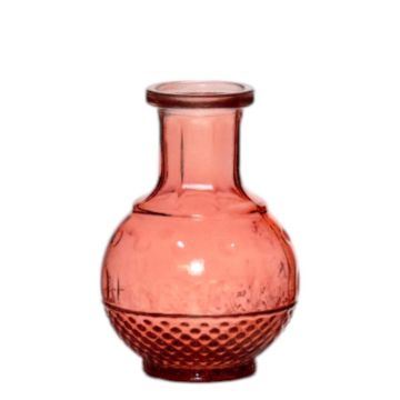 Deko Flasche GEOFFREY aus Glas, mit Rillen, rot-transparent, 11,5cm, Ø8cm