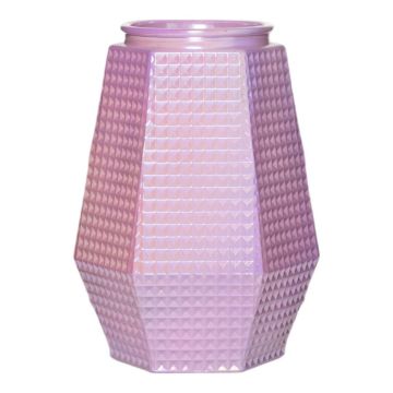 Hexagon Blumenvase DEMETRIOS mit Karomuster, Glas, rosa, 23cm, Ø14,5cm Hexagon Blumenvase DEMETRIOS mit Karomuster, Glas, rosa, 23cm, Ø14,5cm