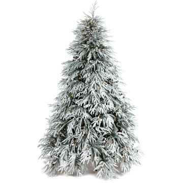 Kunst Tannenbaum BRYNE mit Zapfen, Frostoptik, LEDs, 195cm, Ø140cm