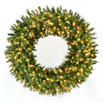 Dekokranz Tanne Kiefer HAMAR mit Zapfen, LEDs, grün, Ø120cm