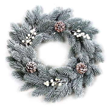 Kunst Winterkranz BREVIK, Beeren, Zapfen, beschneit, Ø40cm