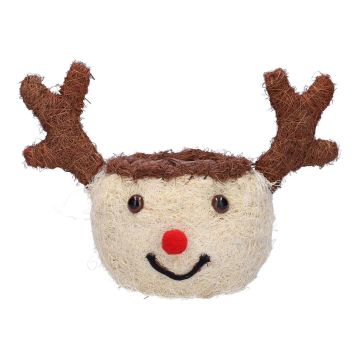 Reisig Blumenkorb LISSO, Reniter Kopf, weiß, 27x15,8x19cm