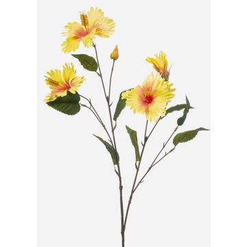 Deko Zweig Hibiskus TRUGEN mit Blüten, gelb-pink, 85cm Deko Zweig Hibiskus TRUGEN mit Blüten, gelb-pink, 85cm
