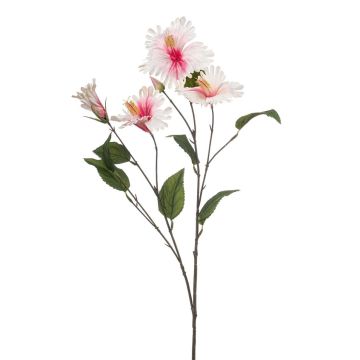 Deko Zweig Hibiskus TRUGEN mit Blüten, weiß-pink, 85cm