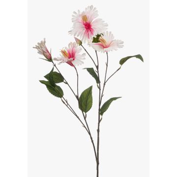Deko Zweig Hibiskus TRUGEN mit Blüten, weiß-pink, 85cm