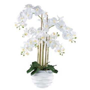 Kunst Phalaenopsis Orchidee STONFER, Dekotopf weiß, weiß, Wurzeln, 90cm