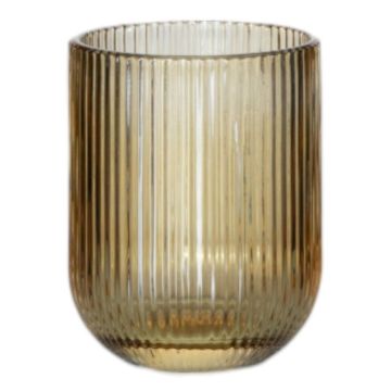 Trinkglas GENOVEFA mit Rillen, amber-klar, 9,5cm, Ø7,5cm Trinkglas GENOVEFA mit Rillen, amber-klar, 9,5cm, Ø7,5cm