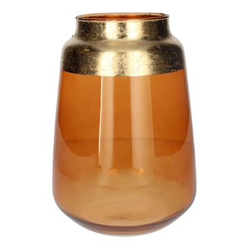 Glas Vase FLORINI, braun-klar-gold, 24,2cm, Ø17cm