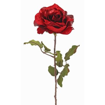 Samt Rose künstlich SINDALA, rot, 60cm, Ø12cm
