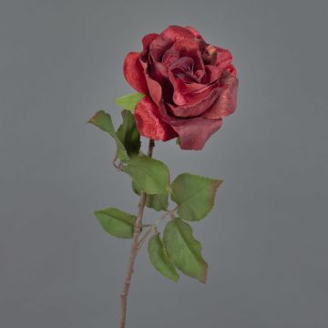 Samt Rose künstlich SINDALA, rot, 60cm, Ø12cm