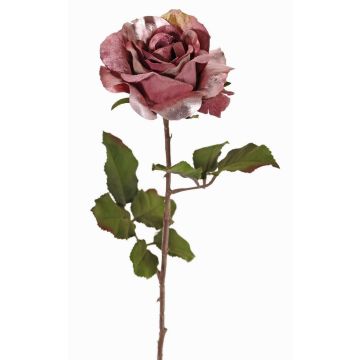 Samt Rose künstlich SINDALA, altlila, 60cm, Ø12cm