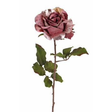 Samt Rose künstlich SINDALA, altlila, 60cm, Ø12cm
