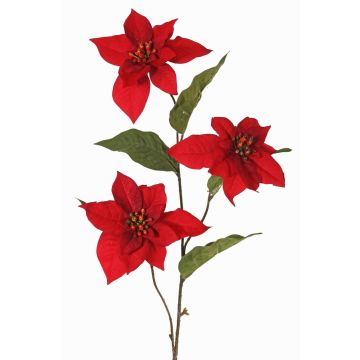 Samt Poinsettia Zweig künstlich TONZI, rot, 80cm, Ø15cm