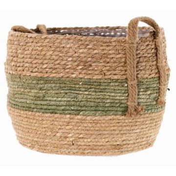 Korb Übertopf UPALI, gebundenes Seegras, 2 Traggriffe, beige-grün, 26cm, Ø33cm Korb Übertopf UPALI, gebundenes Seegras, 2 Traggriffe, beige-grün, 26cm, Ø33cm