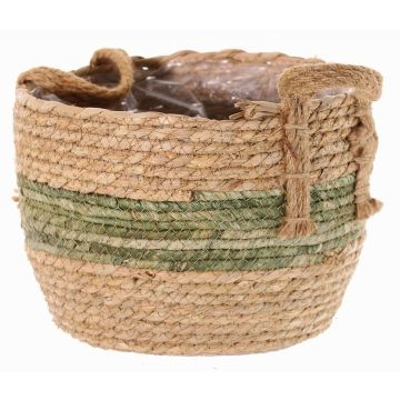 Korb Übertopf UPALI, gebundenes Seegras, 2 Traggriffe, beige-grün, 22cm, Ø30cm Korb Übertopf UPALI, gebundenes Seegras, 2 Traggriffe, beige-grün, 22cm, Ø30cm