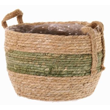 Korb Übertopf UPALI, gebundenes Seegras, 2 Traggriffe, beige-grün, 19cm, Ø24cm Korb Übertopf UPALI, gebundenes Seegras, 2 Traggriffe, beige-grün, 19cm, Ø24cm