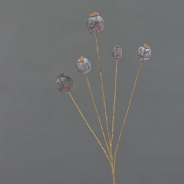 Künstlicher Mohnkapsel Zweig FILOMELA, dunkelbraun, 75cm, Ø2-3,5cm