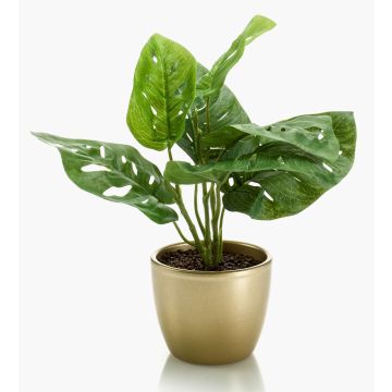 Künstlicher Philodendron Monstera adansonii PUYA, Keramiktopf gold, 30cm