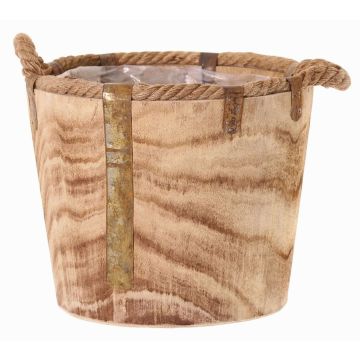 Holz Übertopf DABIH mit Griffen aus Seil, braun, 24cm, Ø29cm Holz Übertopf DABIH mit Griffen aus Seil, braun, 24cm, Ø29cm