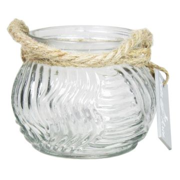 Kerzenhalter FIDELMA aus Glas, gewellte Rillen, klar, 9cm, Ø11,5cm Kerzenhalter FIDELMA aus Glas, gewellte Rillen, klar, 9cm, Ø11,5cm