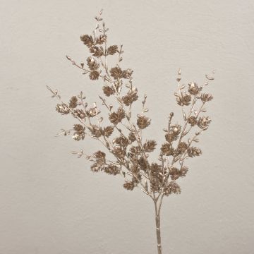 Deko Pinienbusch EMERIC mit Zapfen, Glitzer, Steckstab, champagner, 45cm