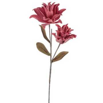 Deko Zweig Kamelie Kunststoffschaum MUNIR mit Glitzer, purpurrot, 110cm, Ø30cm