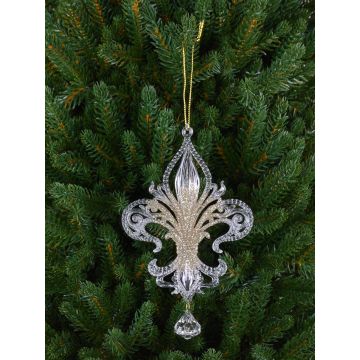 Acryl Anhänger Heraldische Lilie AZARIEL, Glitzer, transparent-gold, 15cm Acryl Anhänger Heraldische Lilie AZARIEL, Glitzer, transparent-gold, 15cm