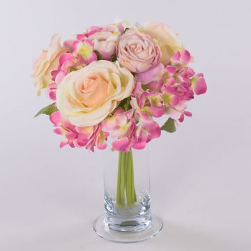 Kunstblumen Strauß FOUDILA, Rosen Hortensien, creme-rosa, 25cm Kunstblumen Strauß FOUDILA, Rosen Hortensien, creme-rosa, 25cm