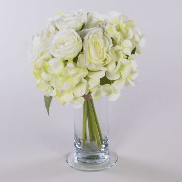 Kunstblumen Strauß FOUDILA, Rosen, Hortensien, weiß, 25cm Kunstblumen Strauß FOUDILA, Rosen, Hortensien, weiß, 25cm