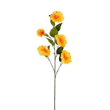 Deko Zweig Hibiskus ELVANIA mit Blüten, lachs-orange, 115cm