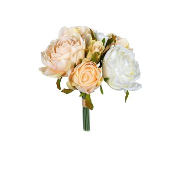 Kunstblumenstrauß Rosen Bund MELVORIA, lachs-weiß, 26cm Kunstblumenstrauß Rosen Bund MELVORIA, lachs-weiß, 26cm