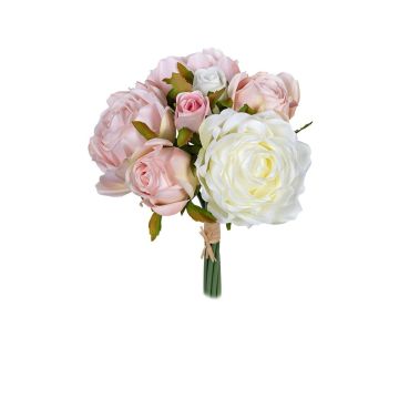 Kunstblumenstrauß Rosen Bund MELVORIA, rosa-weiß, 26cm Kunstblumenstrauß Rosen Bund MELVORIA, rosa-weiß, 26cm