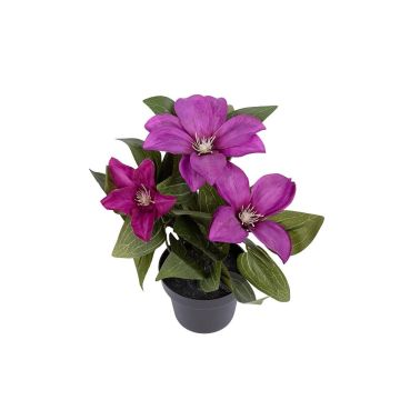 Künstliche Blume Clematis ELENAYA im Dekotopf, magenta, 20cm