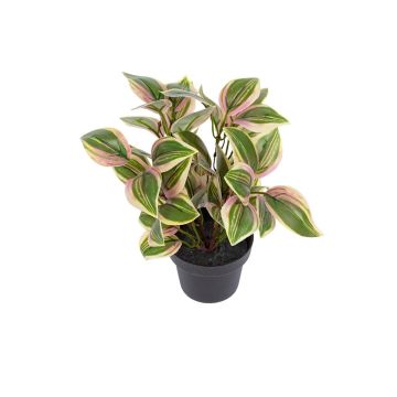 Fake Pflanze Tradescantia zebrina BRENIVA im Dekotopf, grün-weiß, 20cm