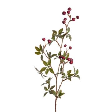 Dekozweig Kartoffelrose ELLYSA mit Hagebutten, burgunderrot, 70cm