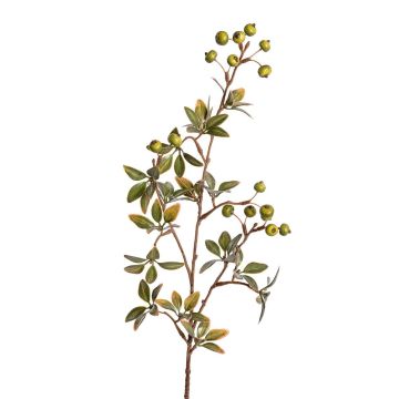 Dekozweig Kartoffelrose ELLYSA mit Hagebutten, grün, 70cm